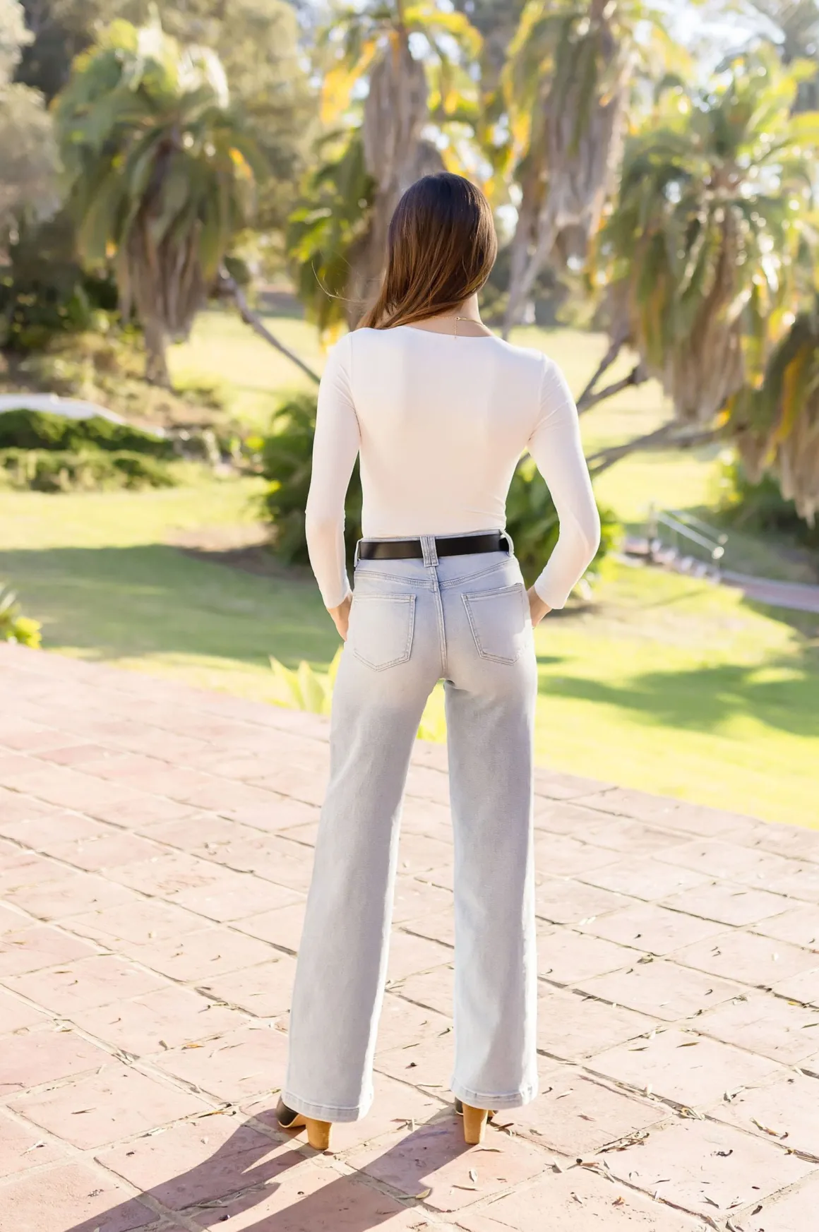 Alina Long Sleeve V Neck Double Layer Bodysuit White