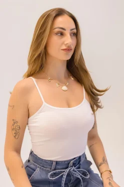 Alora Seashell Pearl Charm Necklace Gold