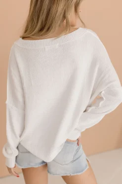 American Flag Print Sweater Top White