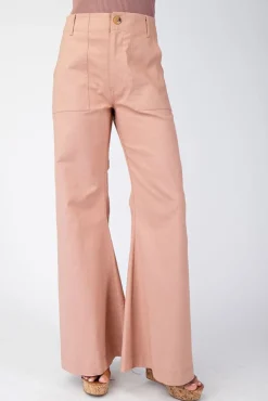 Andrea High Waist Flared Leg Pants Blush