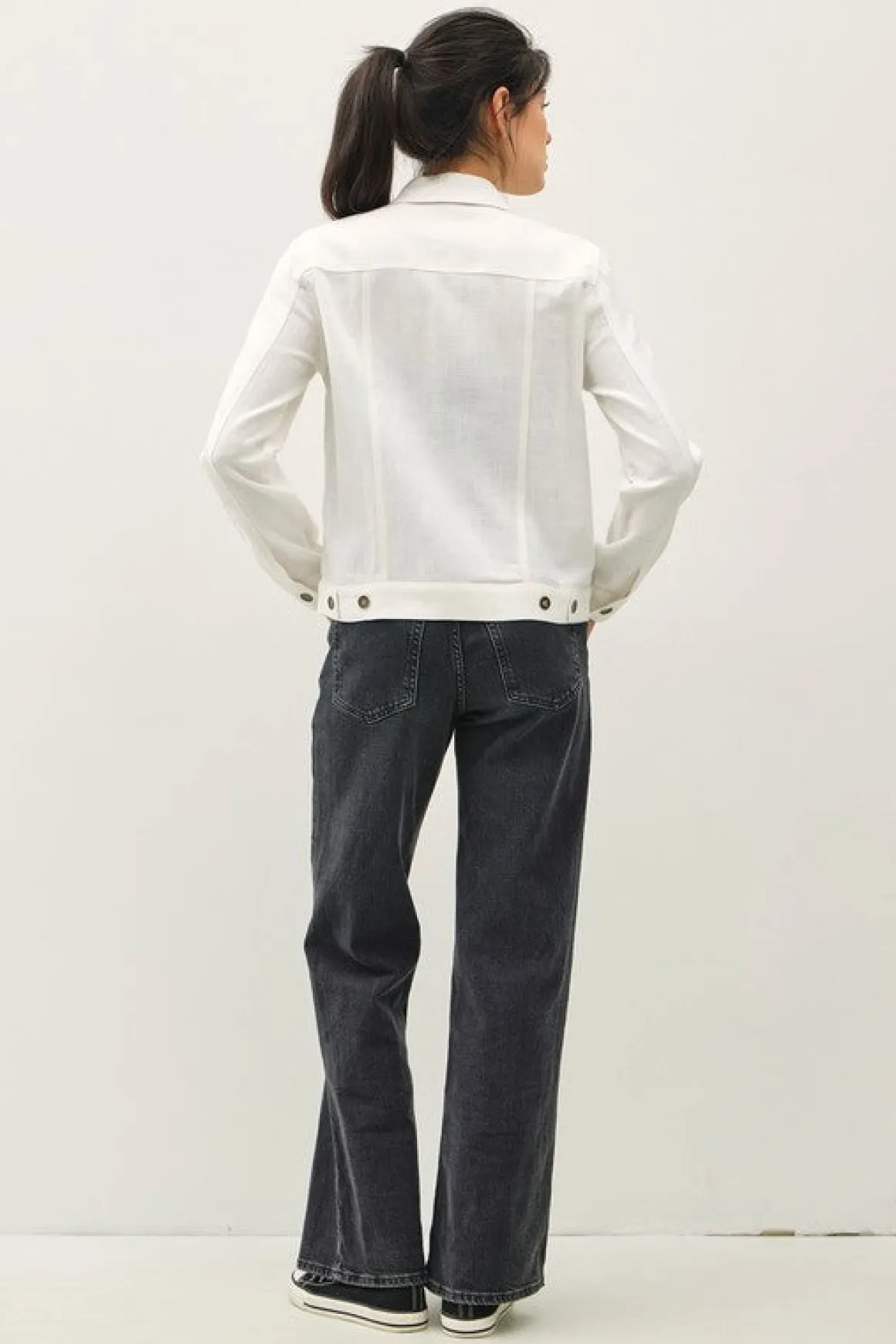 Anna Long Sleeve Linen Blend Jacket White