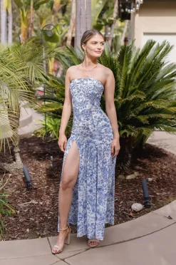 Annie Sleeveless Paisley Print Drop Waist Maxi Dress Blue