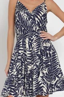 April Sleeveless Tropical Print Mini Dress Navy