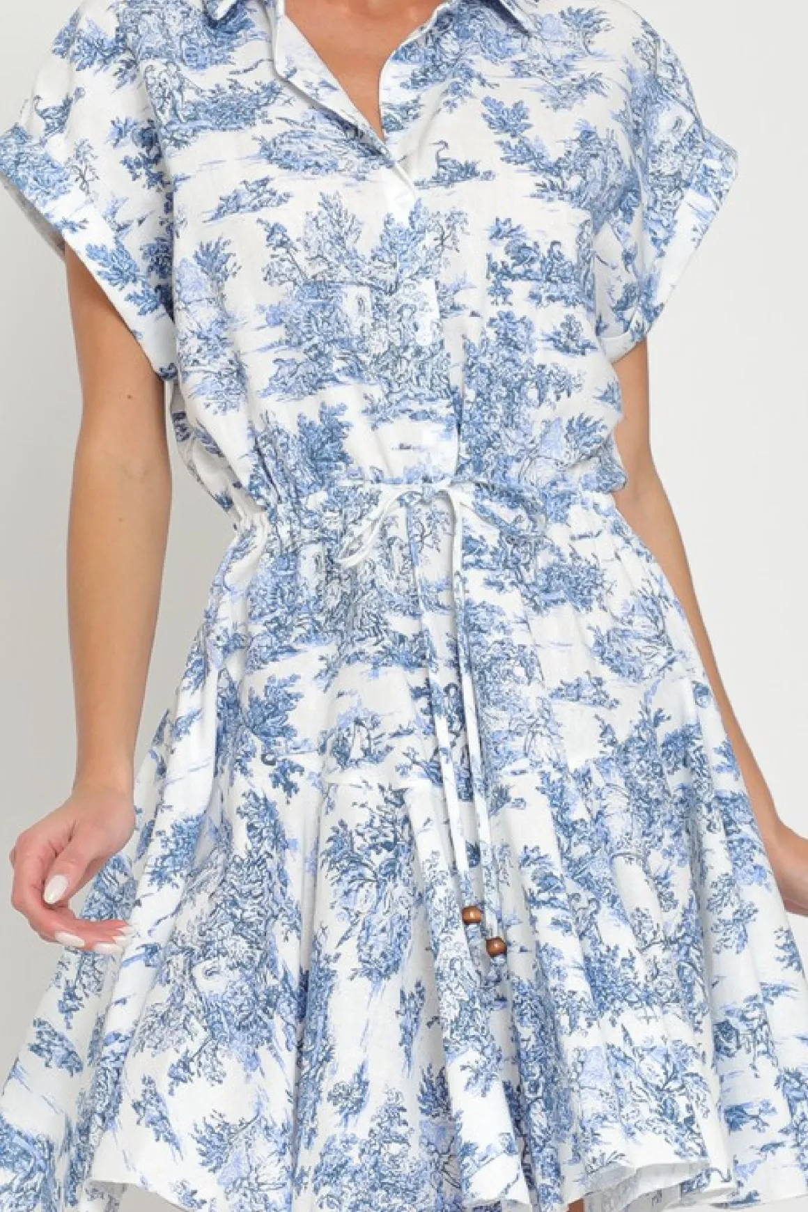 Brenna Short Dolman Sleeve Abstract Print Mini Dress Blue