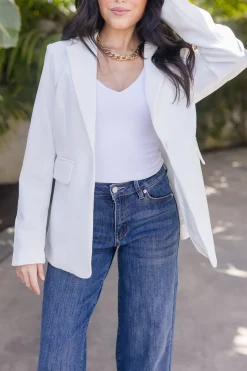 Brianna Notched Lapel Blazer White
