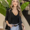 Brianna Notched Lapel Blazer Black