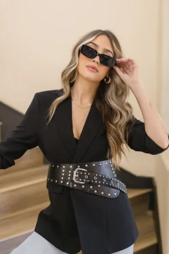 Brianna Notched Lapel Blazer Black
