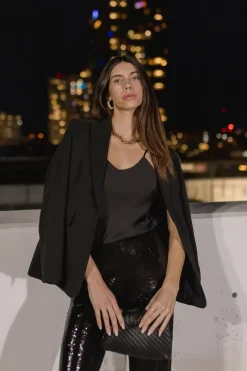 Brianna Notched Lapel Blazer Black