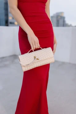 Bristol Faux Leather Woven Purse Nude