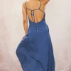 Britton Sleeveless Open Back Linen Maxi Dress Navy