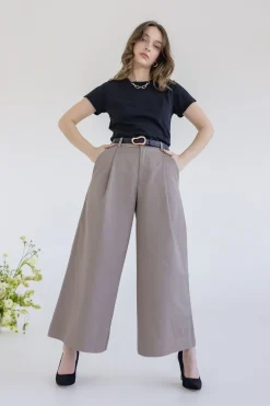 Calla High Waist Wide Leg Pants Taupe