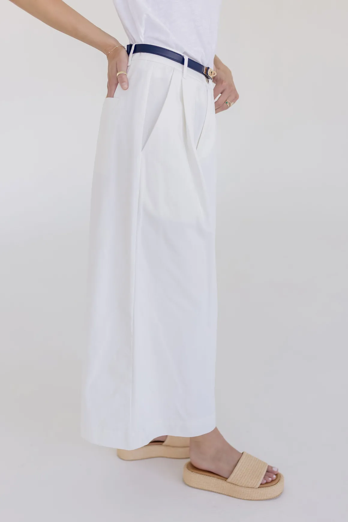 Calla High Waist Wide Leg Pants White