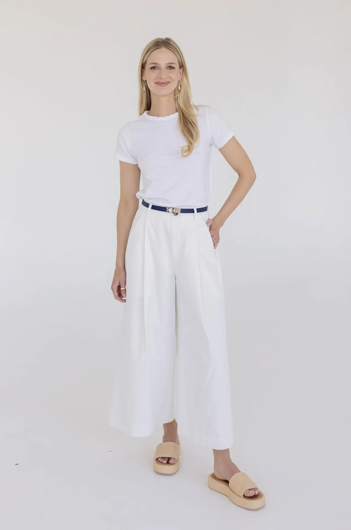 Calla High Waist Wide Leg Pants White