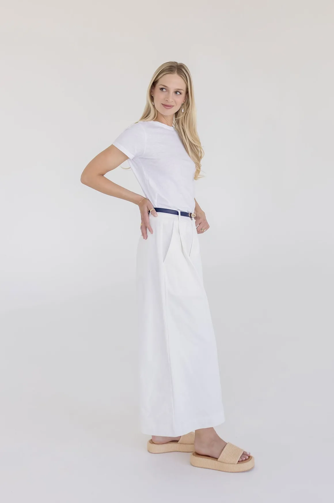Calla High Waist Wide Leg Pants White