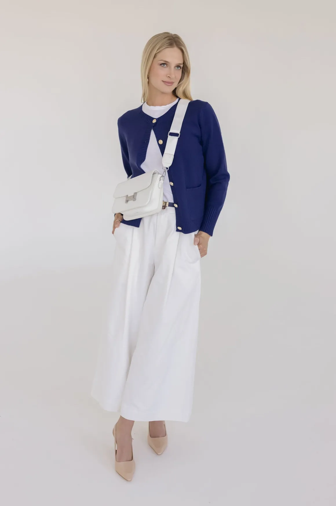 Calla High Waist Wide Leg Pants White