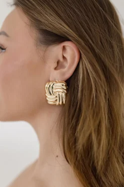 Carson Layered Square Chunky Earrings Gold
