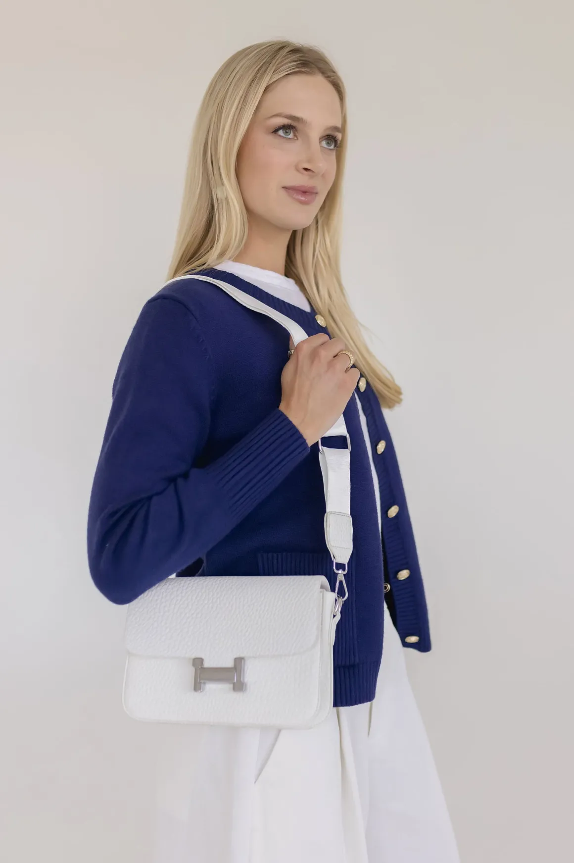 Casey Faux Leather Crossbody Purse White