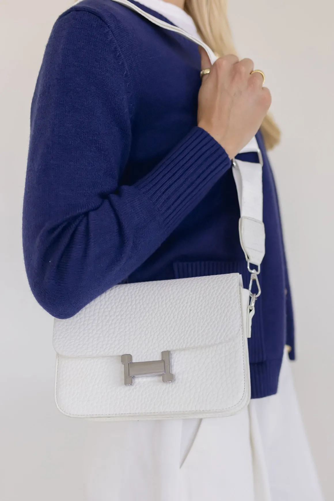 Casey Faux Leather Crossbody Purse White