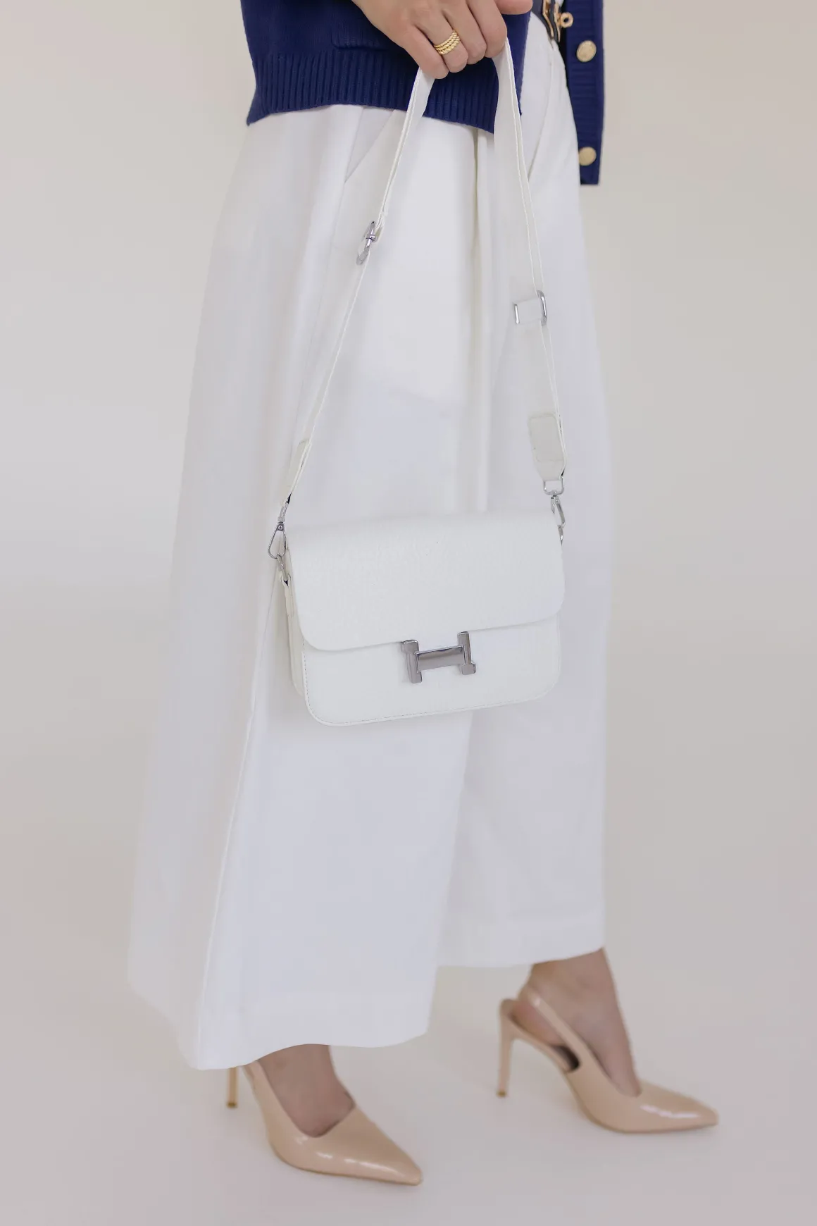 Casey Faux Leather Crossbody Purse White