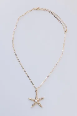 Cher Starfish Charm Necklace Gold