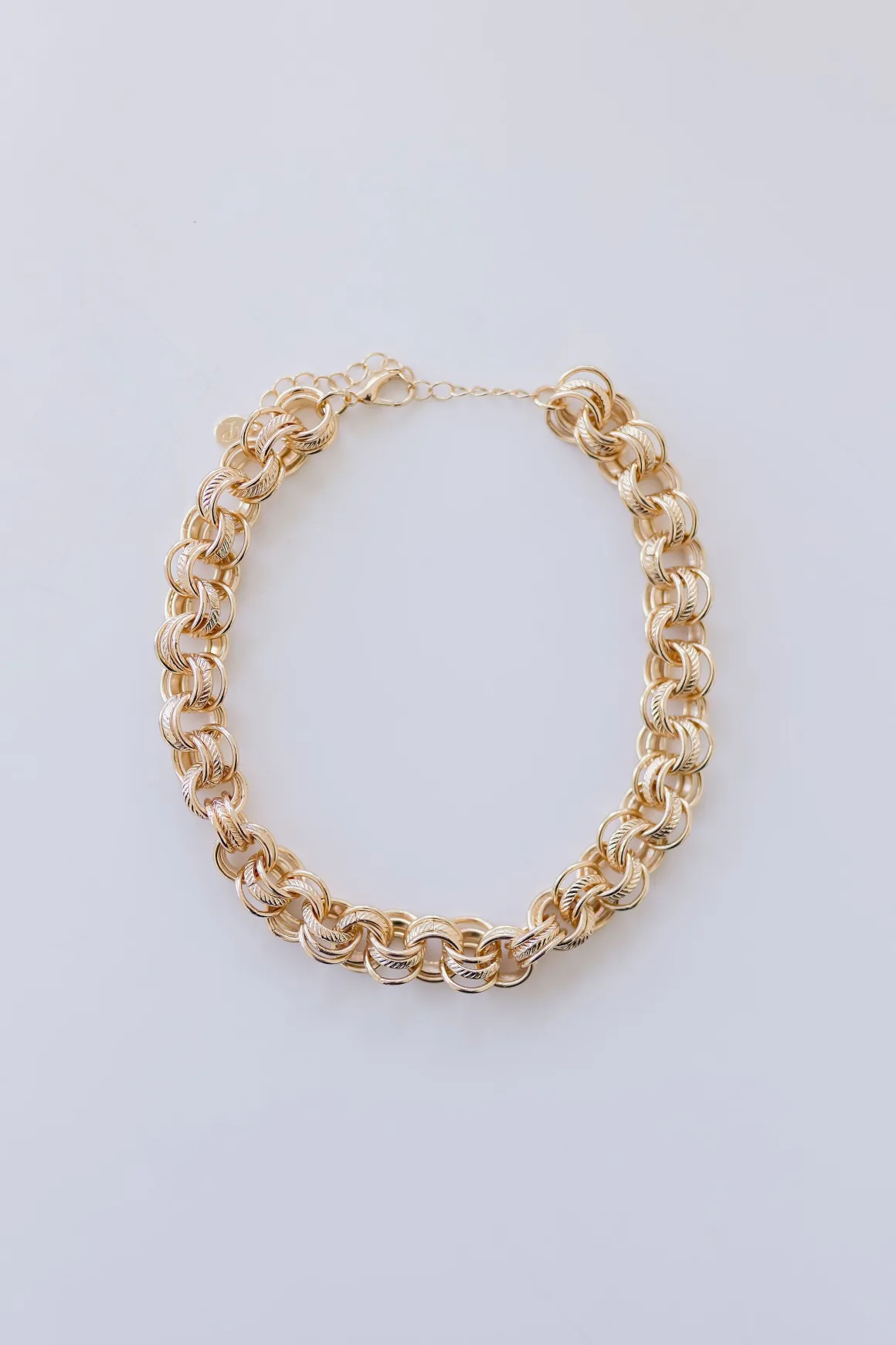 Ciara Chunky Textured Choker Chain Necklace Gold