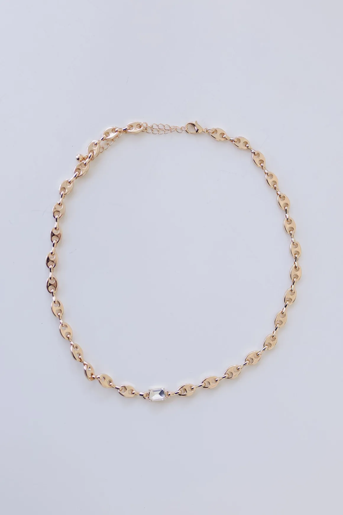 Crystal Rhinestone Chocker Necklace Gold