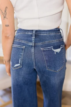 Daisy High Rise Tummy Control Wide Leg Jeans Dark Wash