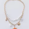 Dana Layered Pearl Seashell Necklace Gold