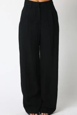 Danica High Waist Woven Wide Leg Pants Black