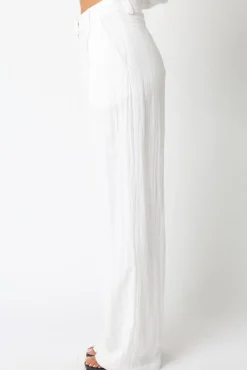 Danica High Waist Woven Wide Leg Pants White