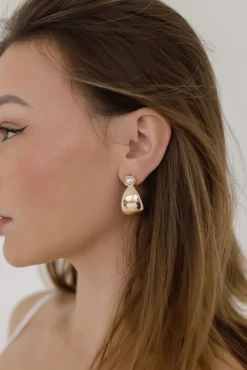 Danielle Pearl Teardrop Earrings Gold