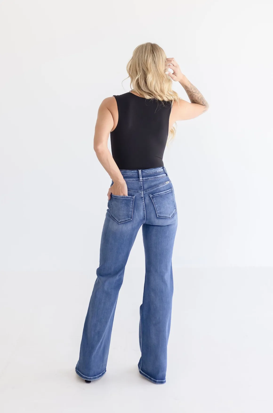 Davie High Rise Flare Leg Jeans Dark Wash