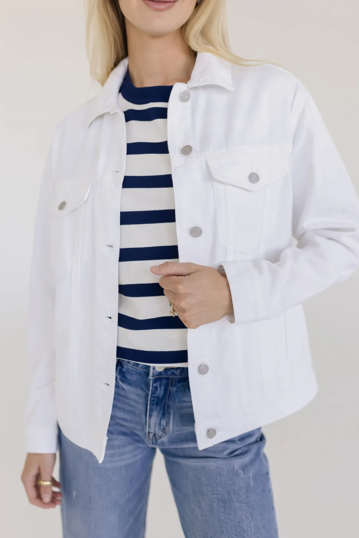 Delaney Long Sleeve Oversized Denim Jacket White