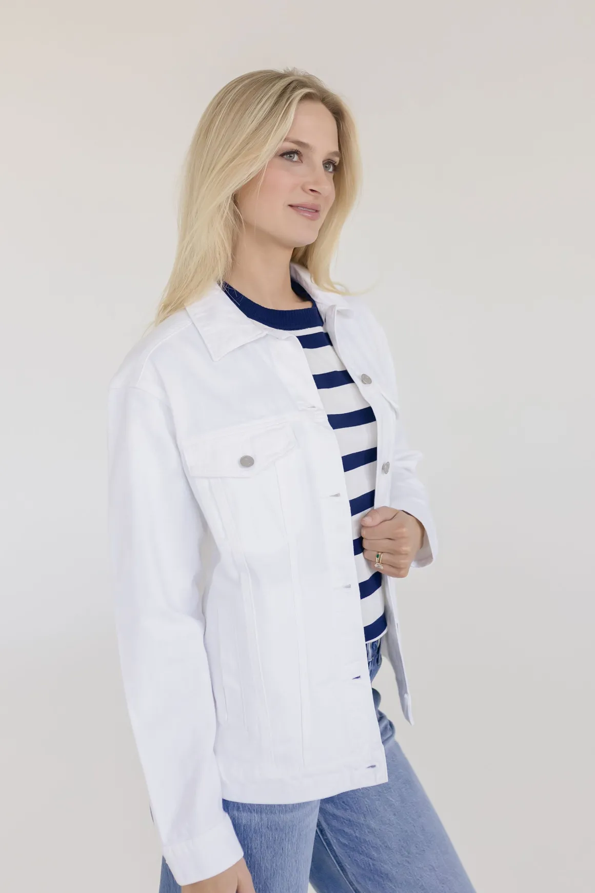 Delaney Long Sleeve Oversized Denim Jacket White