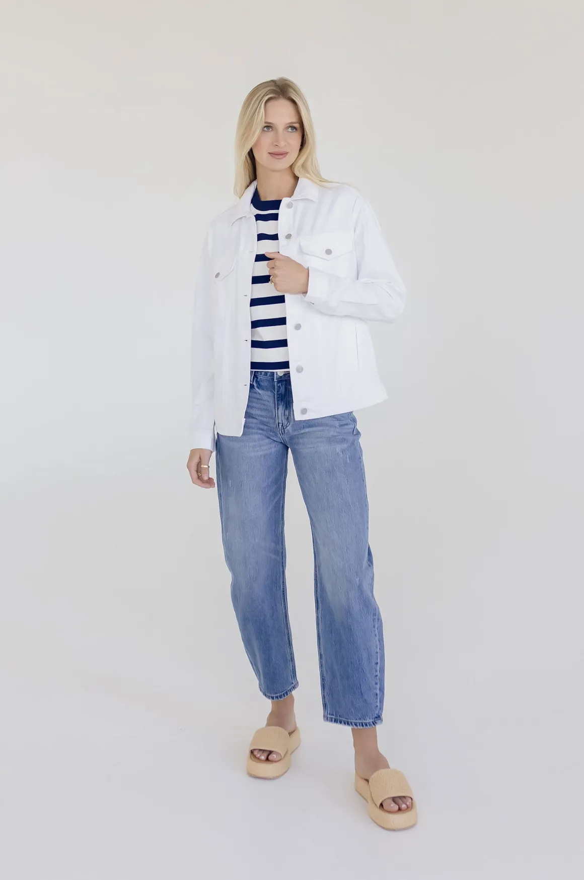 Delaney Long Sleeve Oversized Denim Jacket White