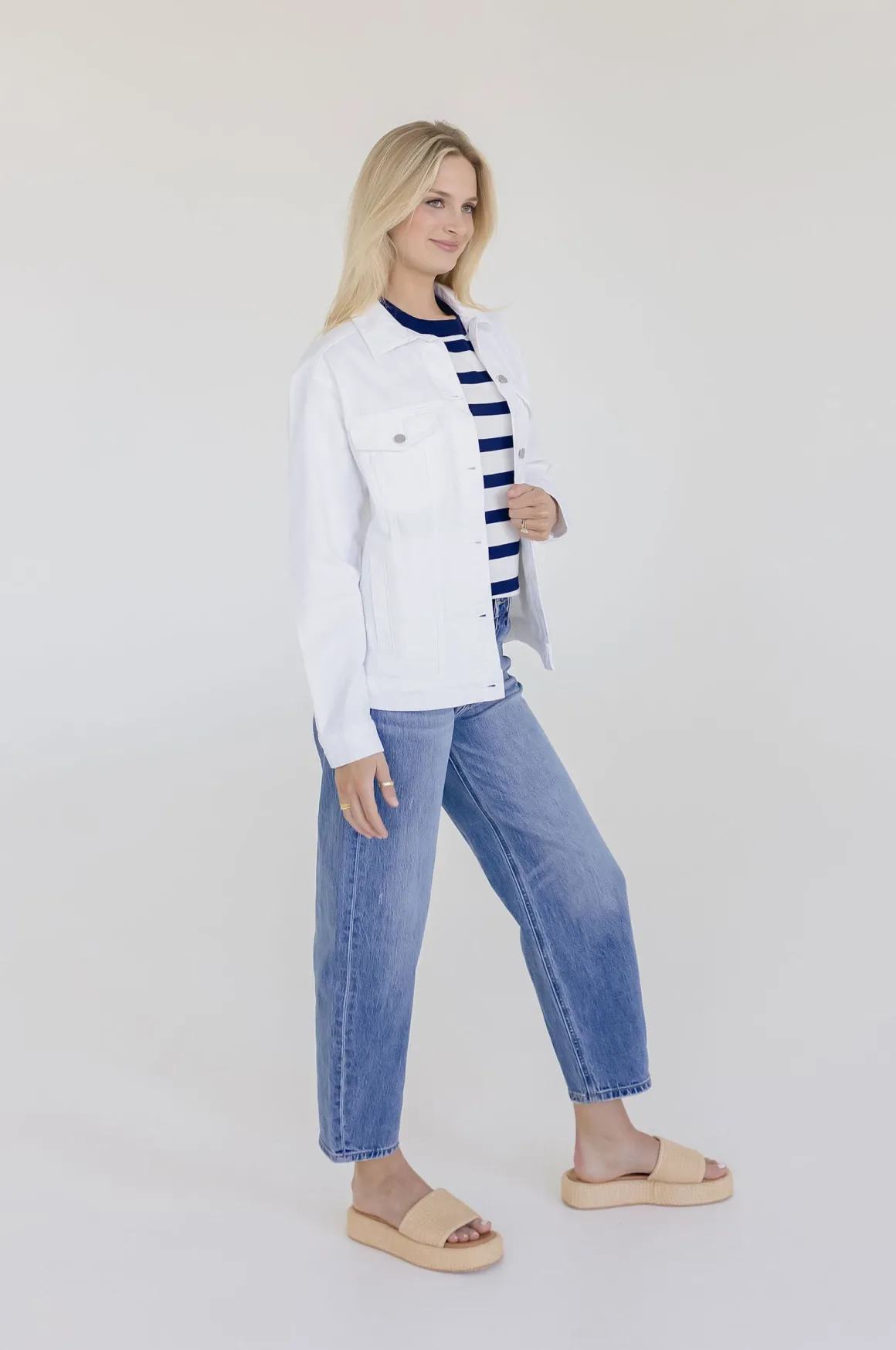 Delaney Long Sleeve Oversized Denim Jacket White