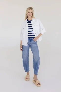 Delaney Long Sleeve Oversized Denim Jacket White