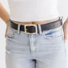 Diana Rectangle Metal Buckle Vegan Leather Belt Black