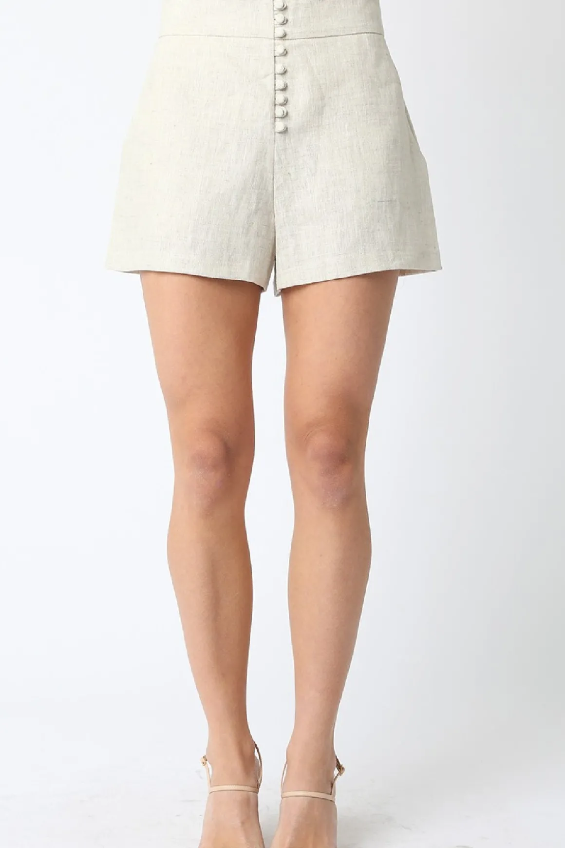 Emery High Waist Linen Shorts Natural