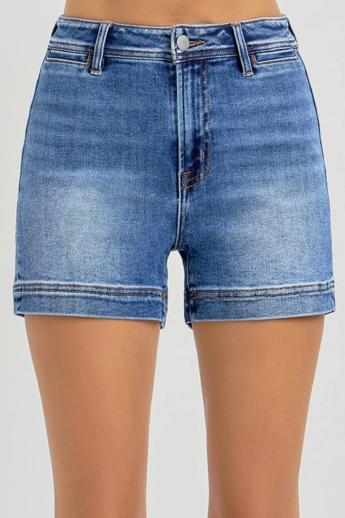 Esme High Rise Welt Pocket Shorts Dark Wash