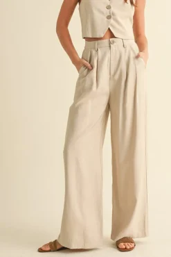 Evelyn High Waist Wide Leg Pants Khaki