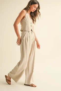 Evelyn High Waist Wide Leg Pants Khaki