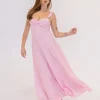 Francesca Sleeveless Ruffle Shoulder Maxi Dress Pink