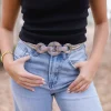 Gabriella Round Metal Link Stretch Belt Silver