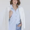 Halle Long Sleeve Notched Lapel Linen Blazer White