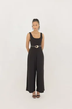 Holly Oval Buckle Straw Waist Belt Black