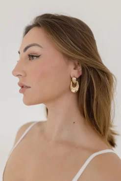 Hudson Layered Textured Drop Earrings Gold