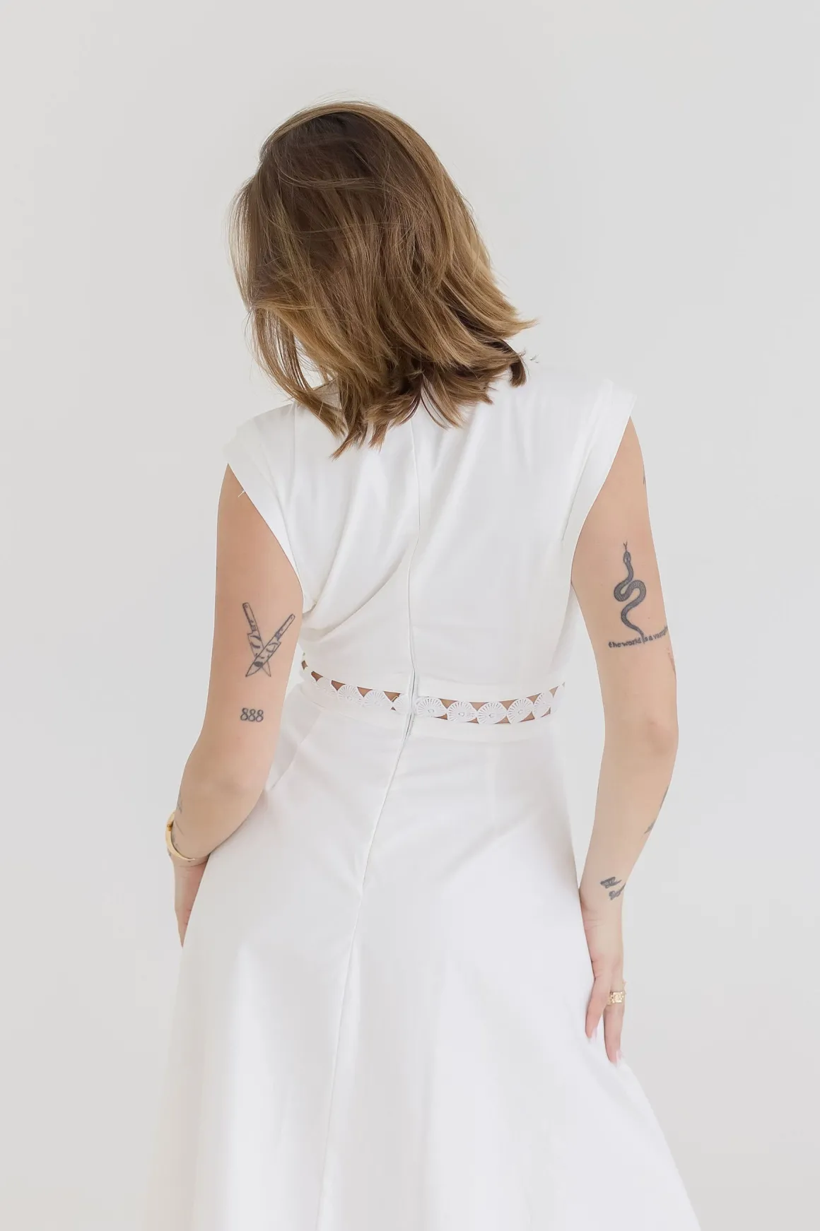 Isla Sleeveless Crochet Lace Trim Midi Dress White