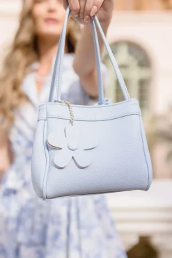 Janine Vegan Leather Mini Tote Purse Blue