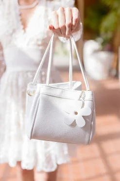 Janine Vegan Leather Mini Tote Purse White